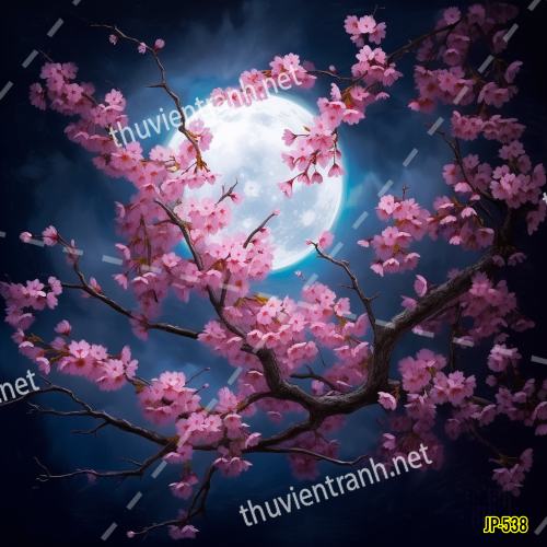 Tranh dán tường hoa anh đào-JP-538 - Tranh tường chất lượng cao